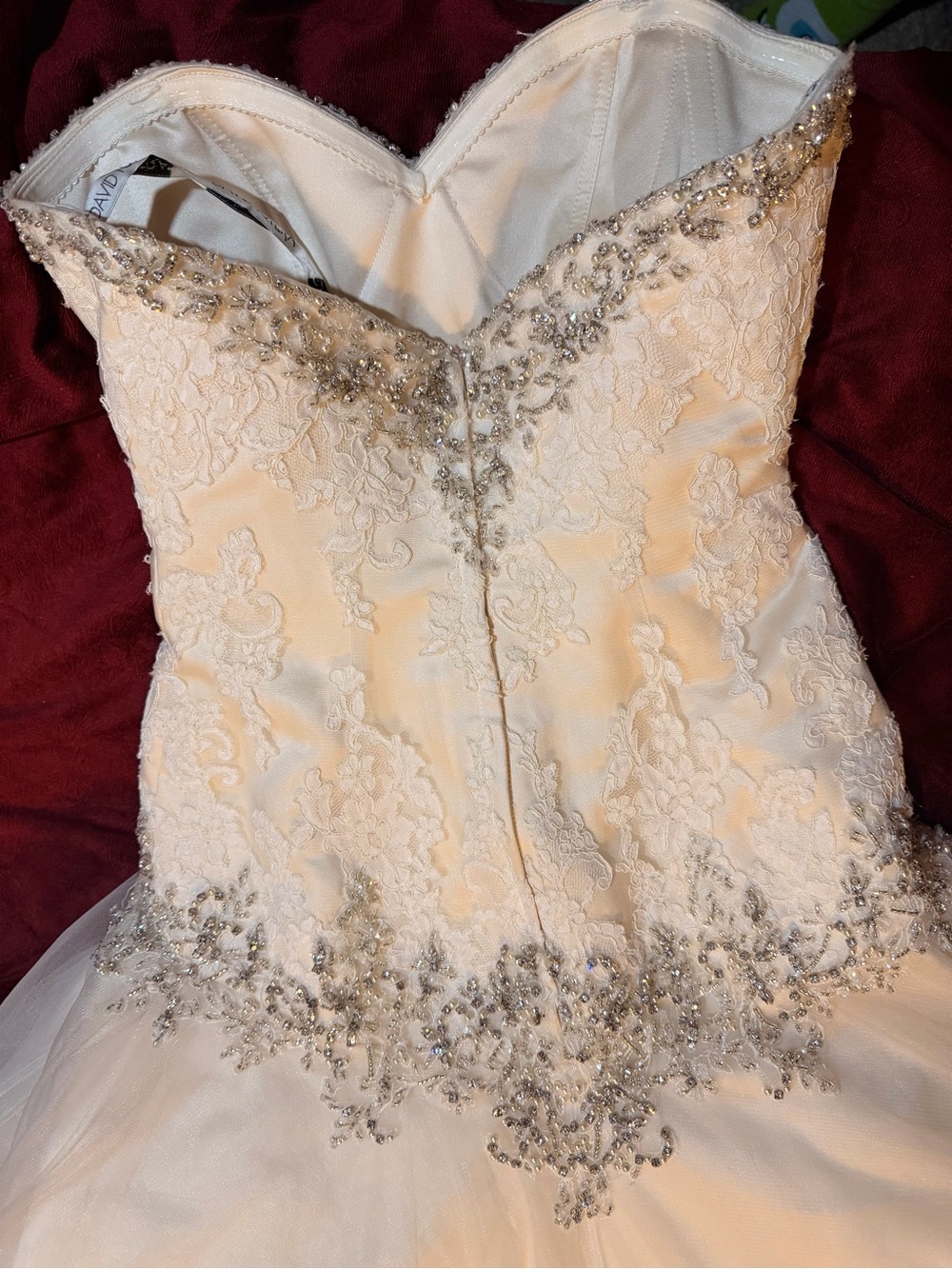 David Tutera- Beaded Lace Strapless Wedding Dress